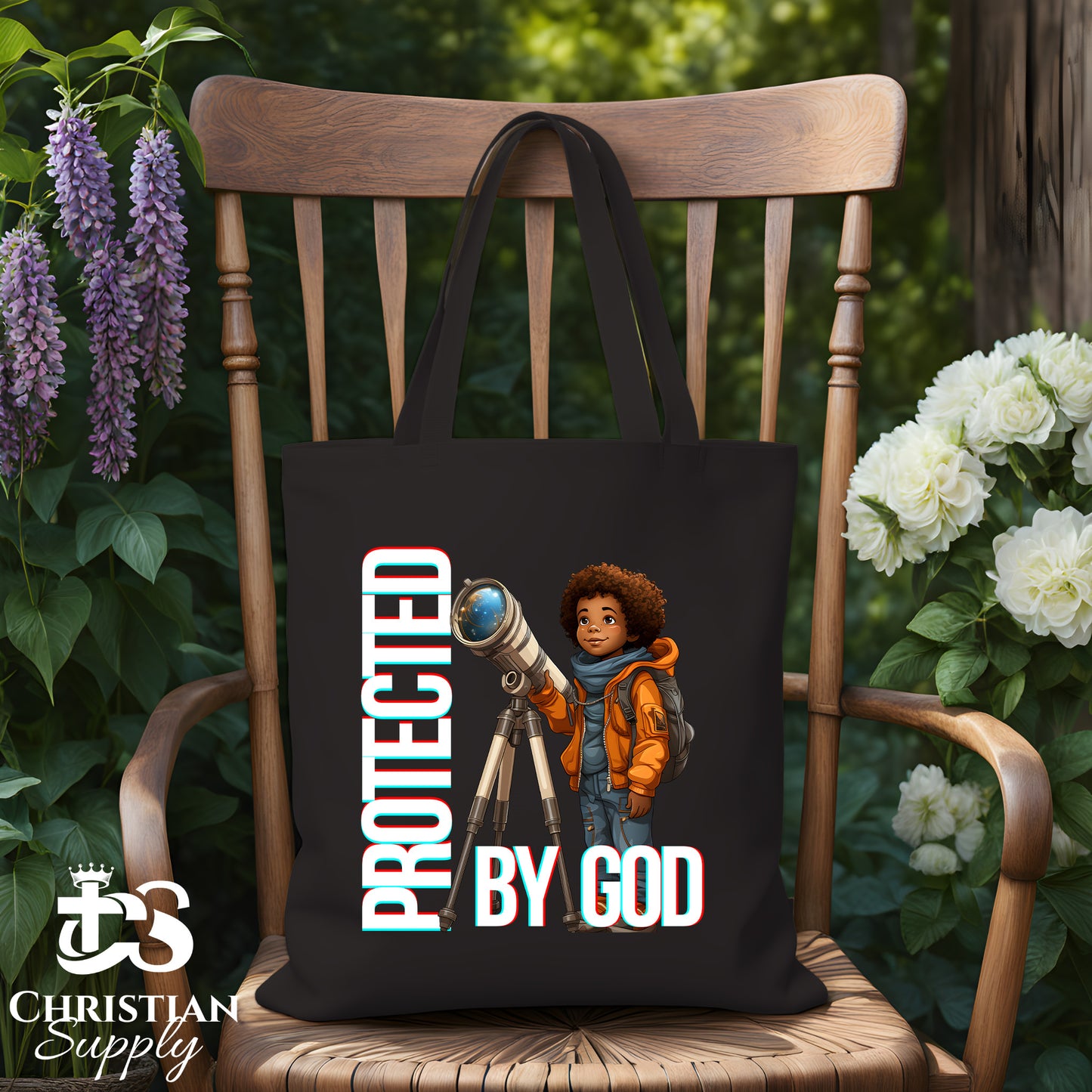 Kids Christian Boy with Telescope Science 2 Tote Bag