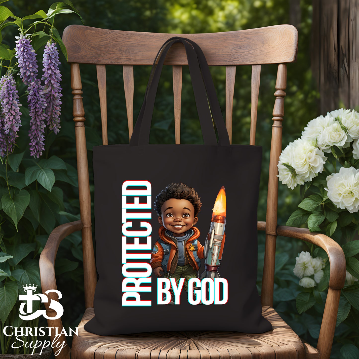 Kids Christian Boy with Rocket Science 2 Tote Bag