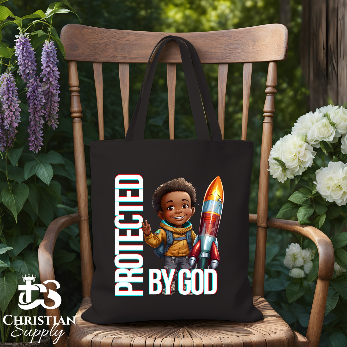 Kids Christian Boy with Rocket Science Tote Bag