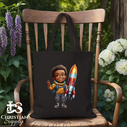 Kids Christian Boy with Rocket Science Tote Bag