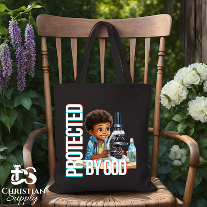 Kids Christian Scientist with Microscope Tote Bag