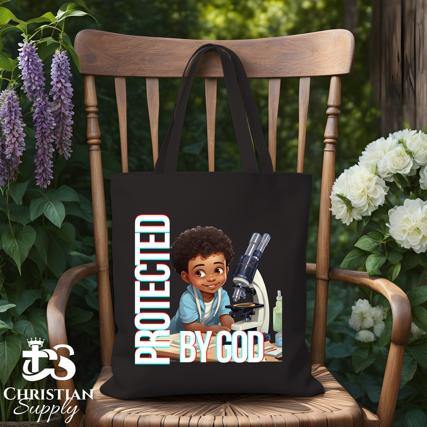 Kids Christian Scientist with Microscope 3 Tote Bag