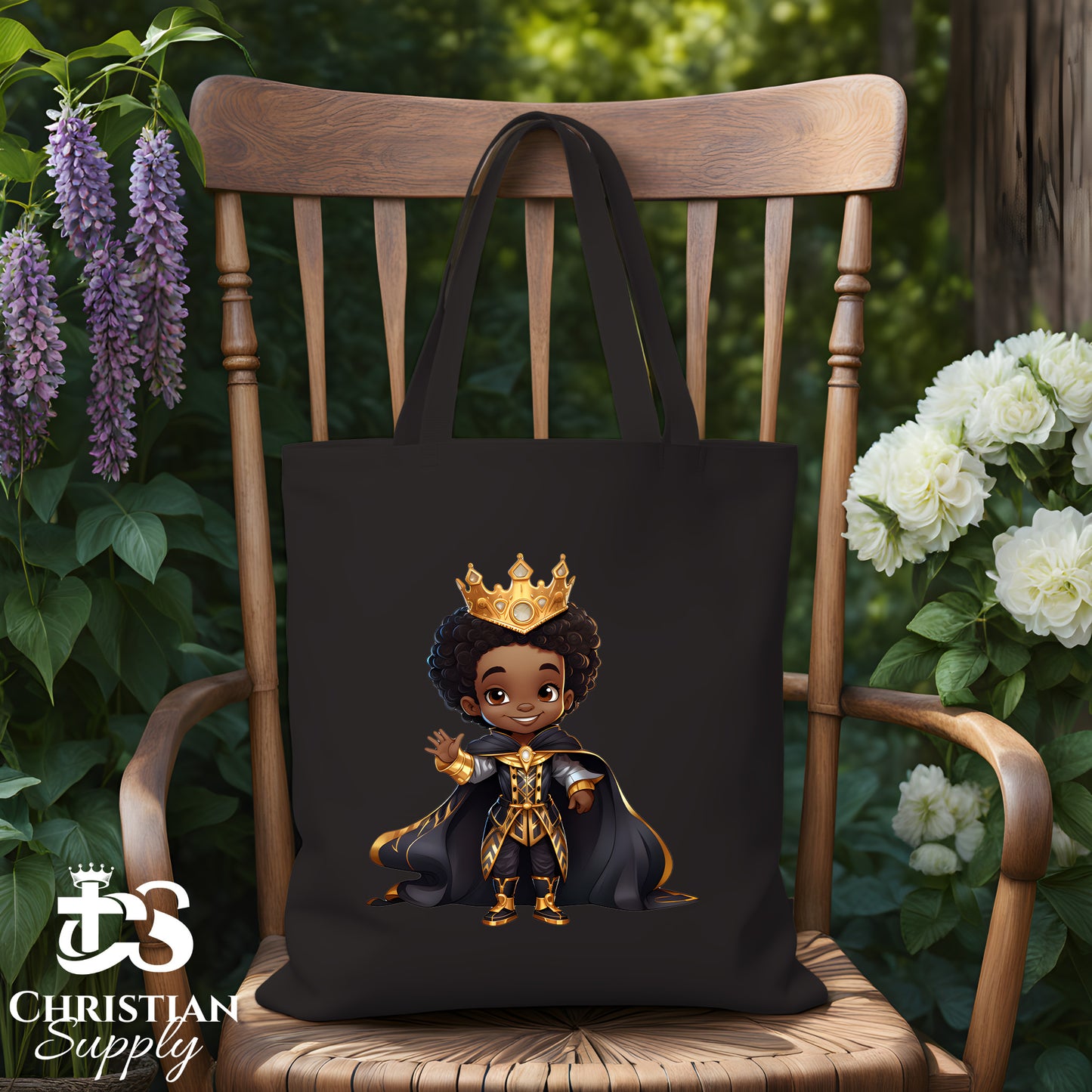 Kids Christian Young Black Prince Tote Bag