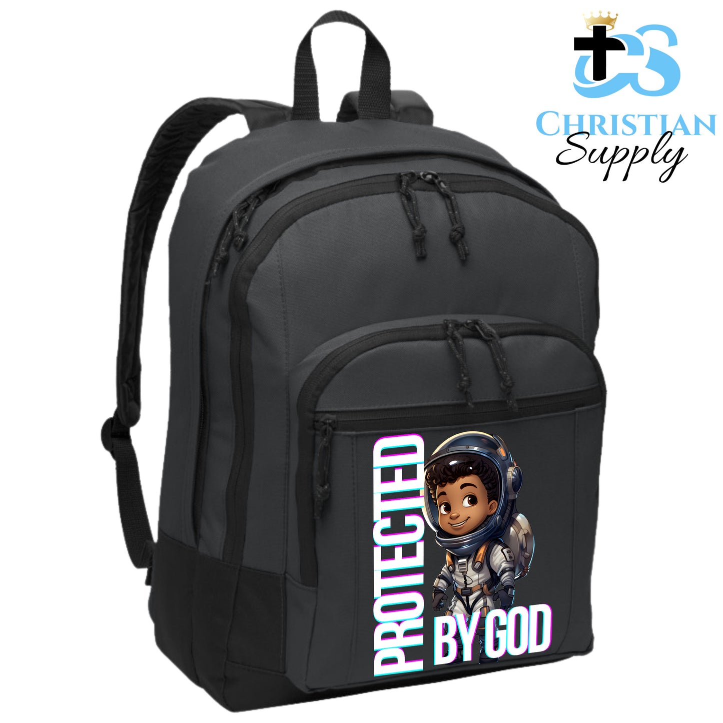 Christian Supply Bookbag for Boys – Kids Christian Boy Astronaut Kids Backpack – Black Backpack for Men with Laptop Sleeve – Teen Boy Bookbag for School, College – Fits 15-inch Laptops