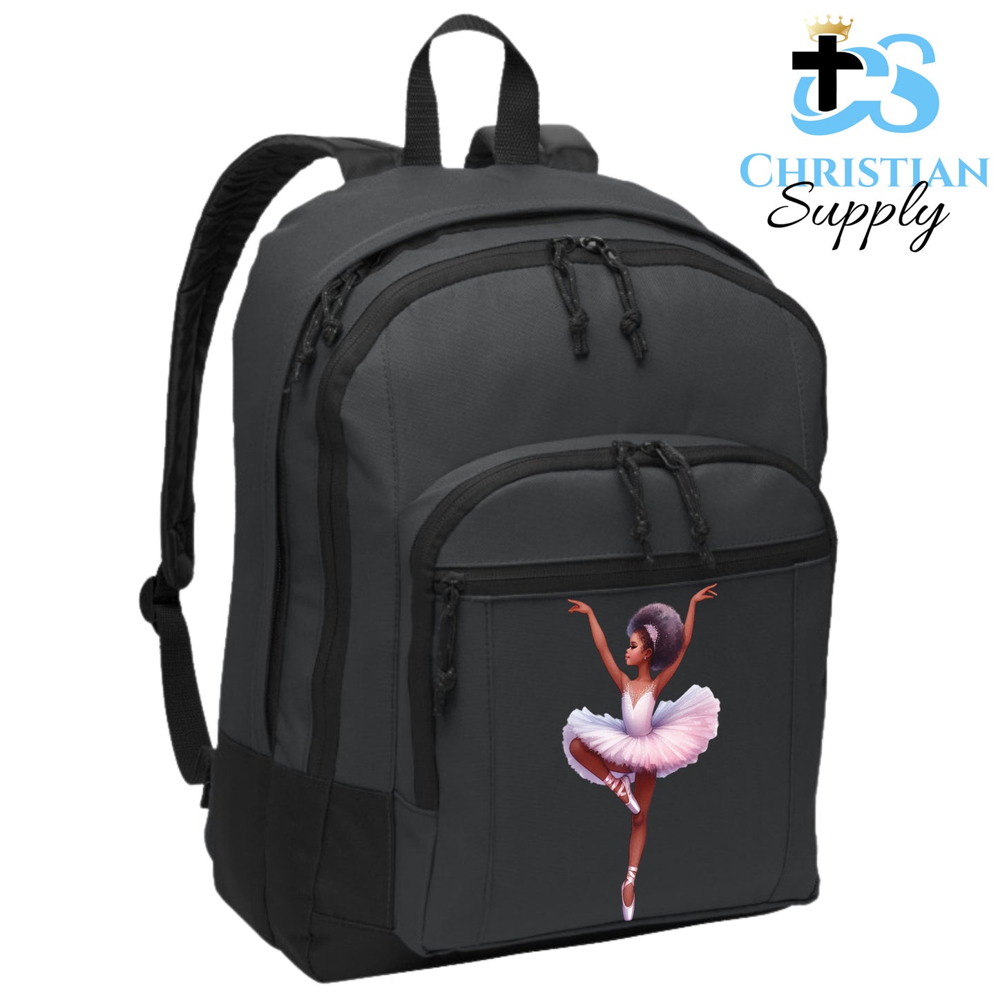 Christian Supply Bookbag for Girls – Kids Christian Ballerina Pirouette Kids Backpack – Black Backpack for Women with Laptop Sleeve – Teen Girl Bookbag for School, College – Fits 15-inch Laptops