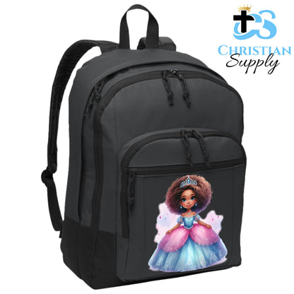 Christian Supply Bookbag for Girls – Kids Christian Princess 1 Kids Backpack – Black Backpack for Women with Laptop Sleeve – Teen Girl Bookbag for School, College – Fits 15-inch Laptops