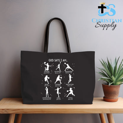 Kids God Says I Am Basketball Tote Bag