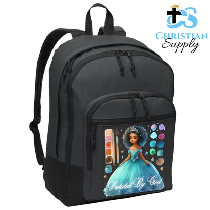 Christian Supply Bookbag for Girls – Kids Christian Princess Blue Makeup Artist Kids Backpack – Black Backpack for Women with Laptop Sleeve – Teen Girl Bookbag for School, College – Fits 15-inch Laptops