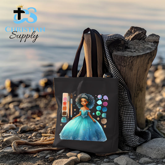 Kids Christian Princess Blue Makeup Artist Tote Bag