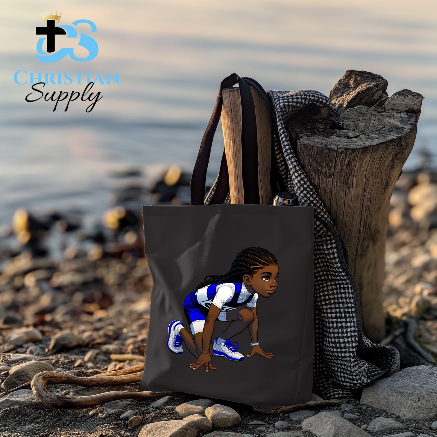 Kids Christian Track and Field Runner Tote Bag