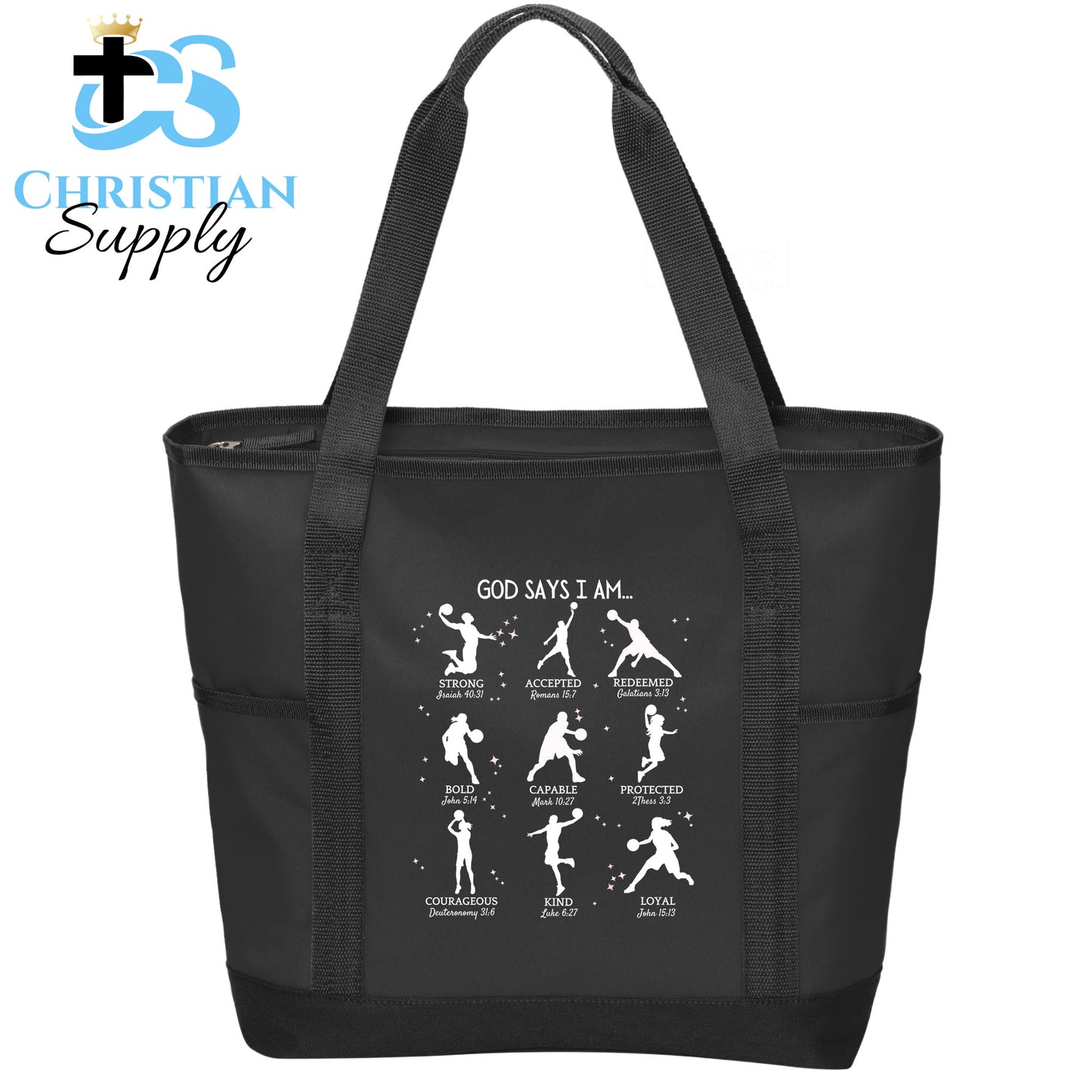 Kids God Says I Am Basketball Tote Bag