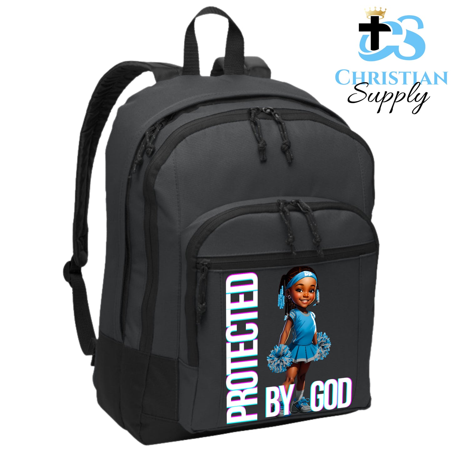 Christian Supply Bookbag for Girls – Kids Christian Cheerleader 1 Kids Backpack – Black Backpack for Women with Laptop Sleeve – Teen Girl Bookbag for School, College – Fits 15-inch Laptops