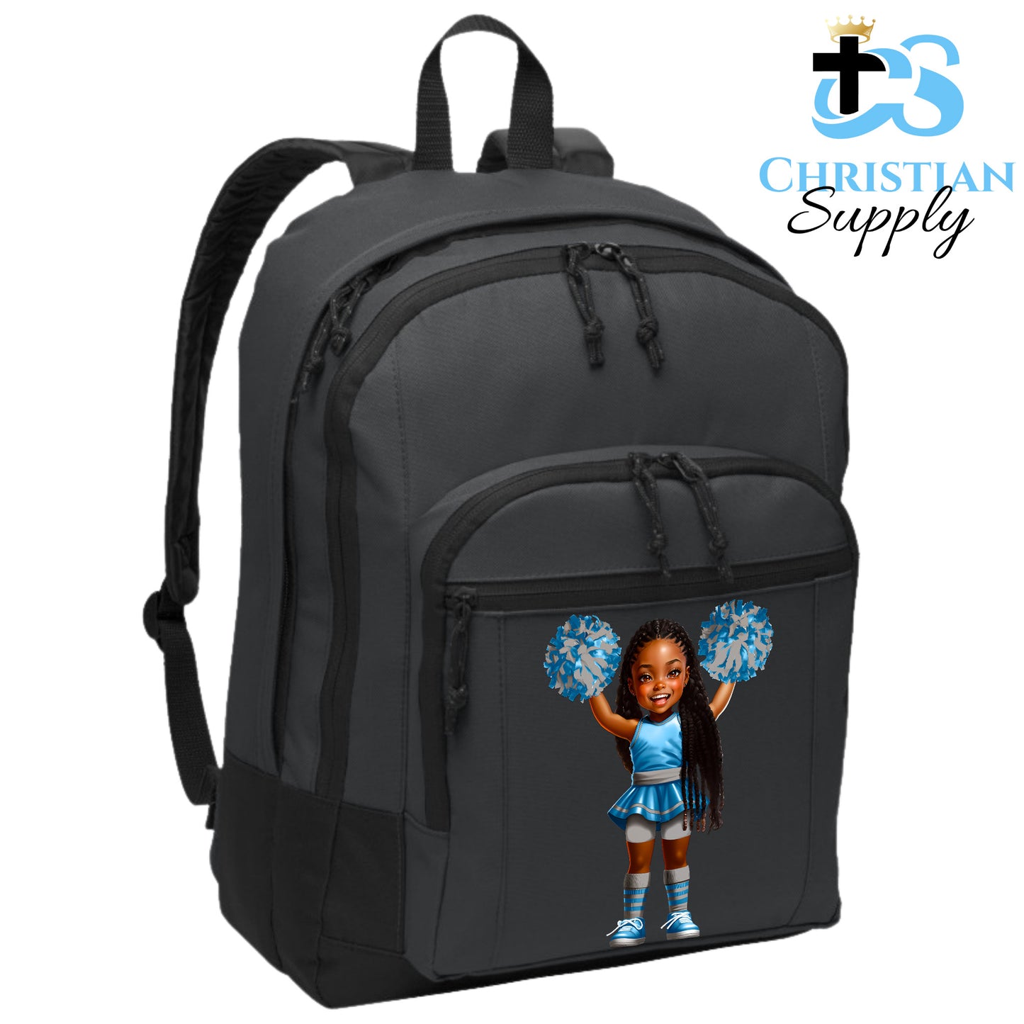 Christian Supply Bookbag for Girls – Kids Christian Cheerleader 5 Kids Backpack – Black Backpack for Women with Laptop Sleeve – Teen Girl Bookbag for School, College – Fits 15-inch Laptops