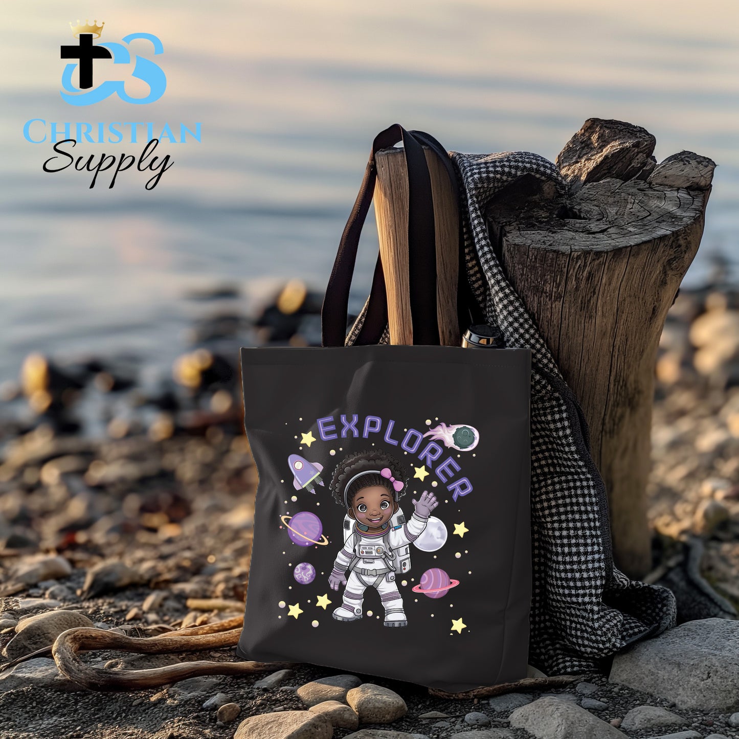 Kids Christian Girl Astronaut Explorer Tote Bag