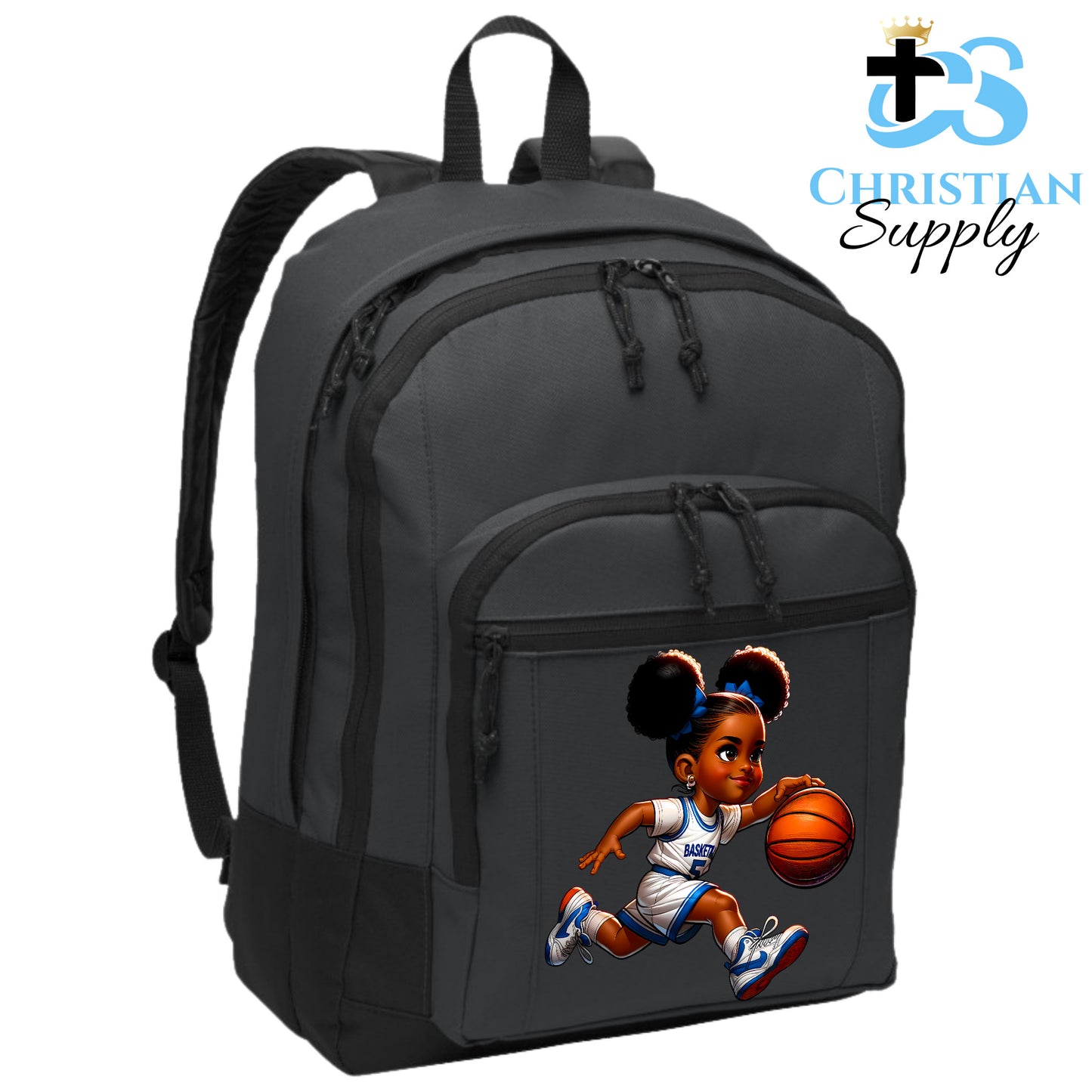 Christian Supply Bookbag for Girls – Kids Christian Basketball Player Kids Backpack – Black Backpack for Women with Laptop Sleeve – Teen Girl Bookbag for School, College – Fits 15-inch Laptops