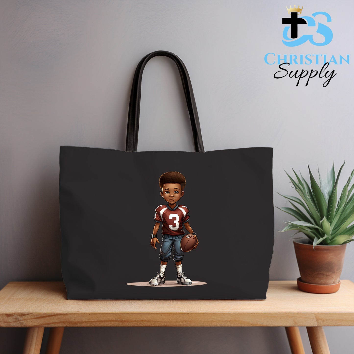 Kids Christian Football Brown Jersey 1 Tote Bag