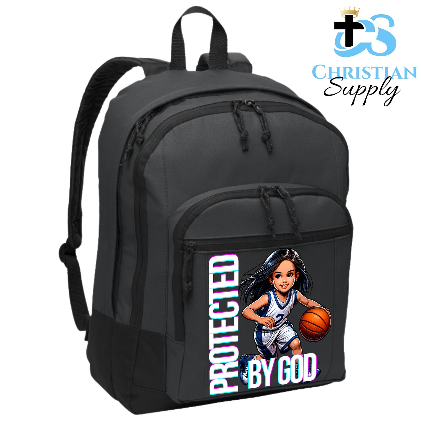 Christian Supply Bookbag for Girls – Kids Christian Basketball Player 2 Kids Backpack – Black Backpack for Women with Laptop Sleeve – Teen Girl Bookbag for School, College – Fits 15-inch Laptops