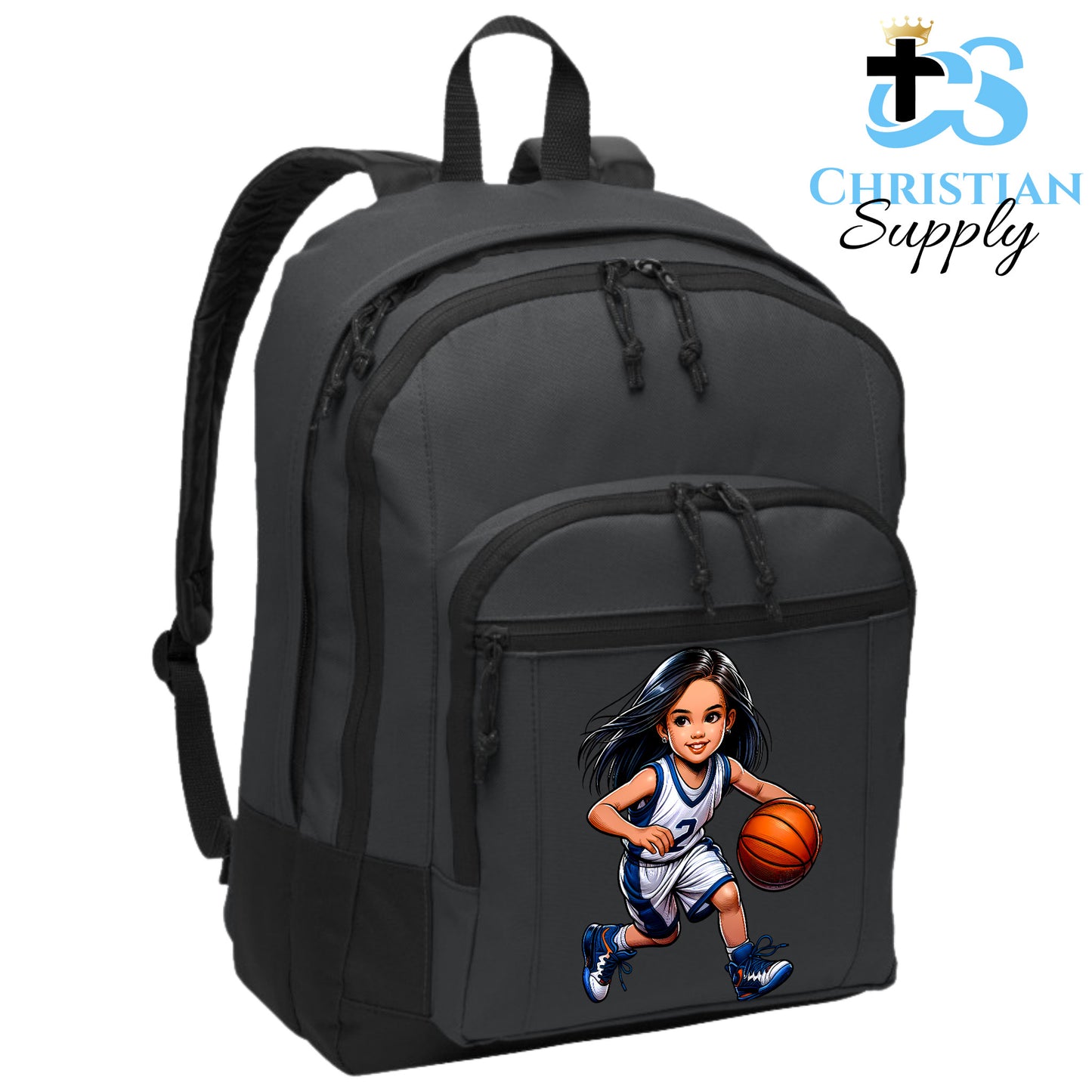 Christian Supply Bookbag for Girls – Kids Christian Basketball Player 2 Kids Backpack – Black Backpack for Women with Laptop Sleeve – Teen Girl Bookbag for School, College – Fits 15-inch Laptops