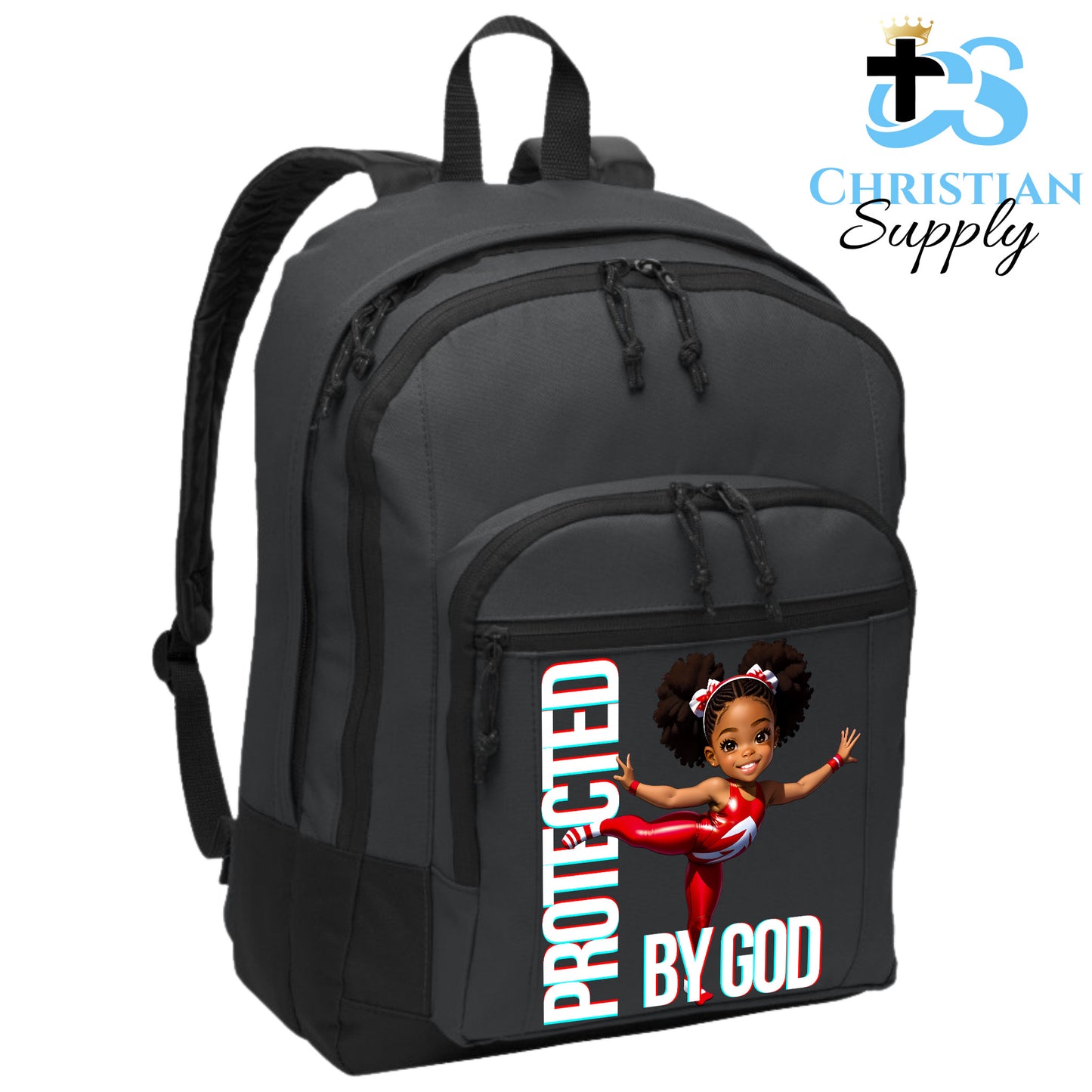 Christian Supply Bookbag for Girls – Kids Gymnastics Christian Red Outfit Kids Backpack – Black Backpack for Women with Laptop Sleeve – Teen Girl Bookbag for School, College – Fits 15-inch Laptops