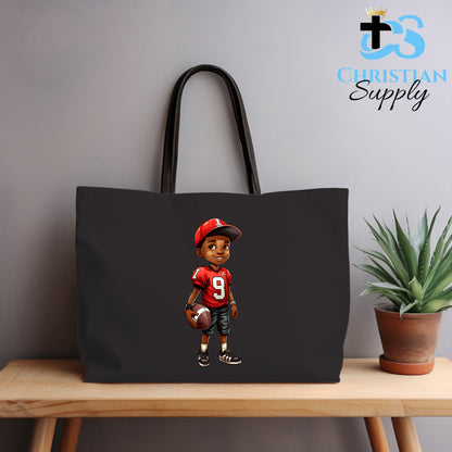 Kids Christian Football Red Jersey 3 Tote Bag