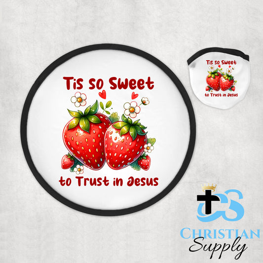 Kids Tis So Sweet to Trust in Jesus Strawberries Foldable Fan