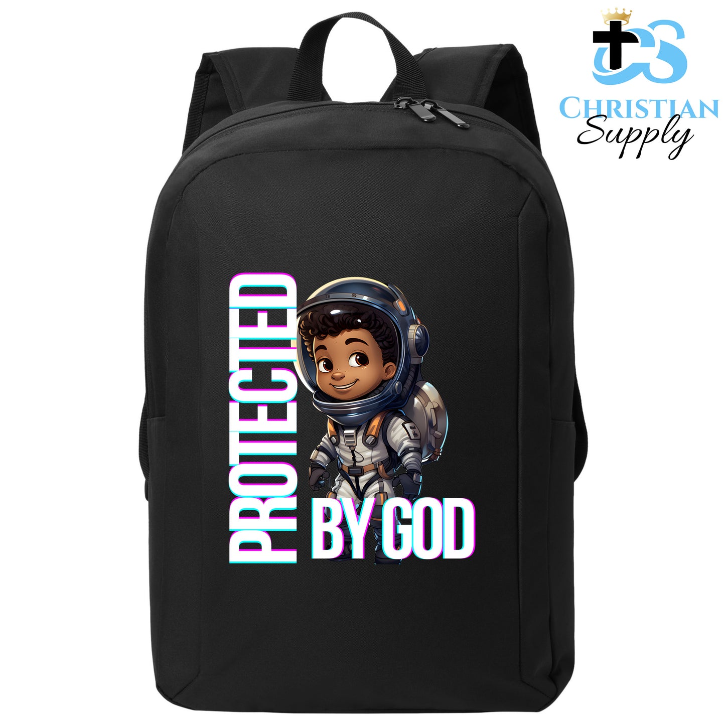 Christian Supply Bookbag for Boys – Kids Christian Boy Astronaut Kids Backpack – Black Backpack for Men with Laptop Sleeve – Teen Boy Bookbag for School, College – Fits 15-inch Laptops