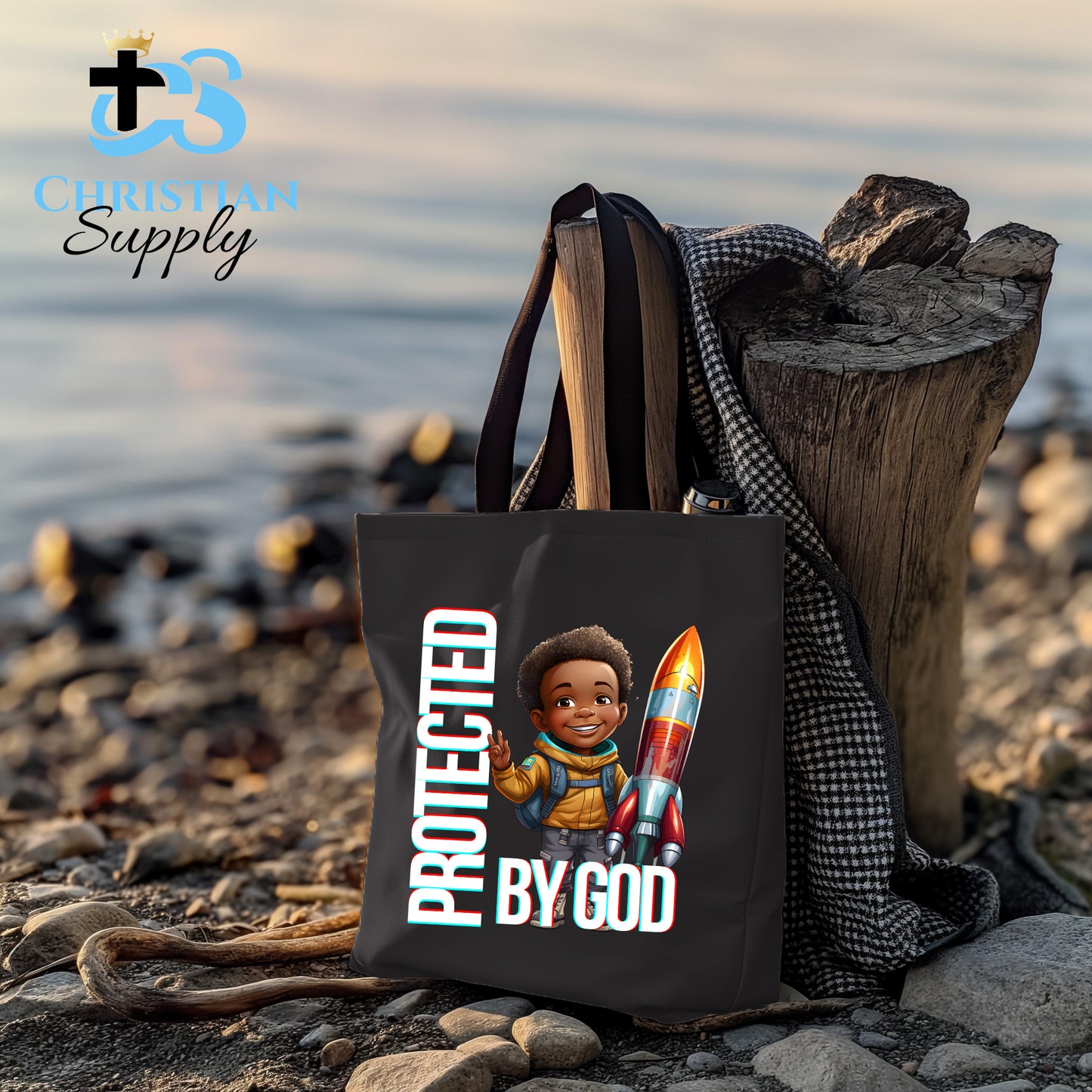 Kids Christian Boy with Rocket Science Tote Bag