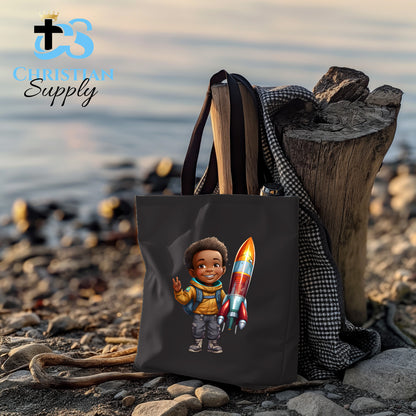 Kids Christian Boy with Rocket Science Tote Bag