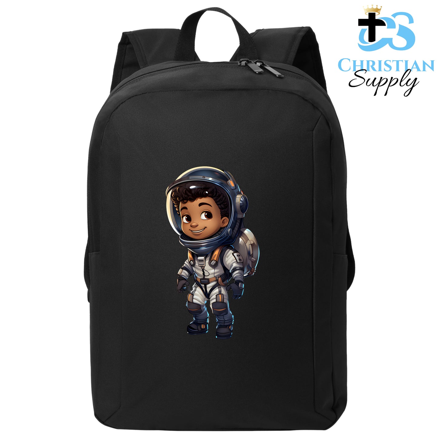 Christian Supply Bookbag for Boys – Kids Christian Boy Astronaut Kids Backpack – Black Backpack for Men with Laptop Sleeve – Teen Boy Bookbag for School, College – Fits 15-inch Laptops