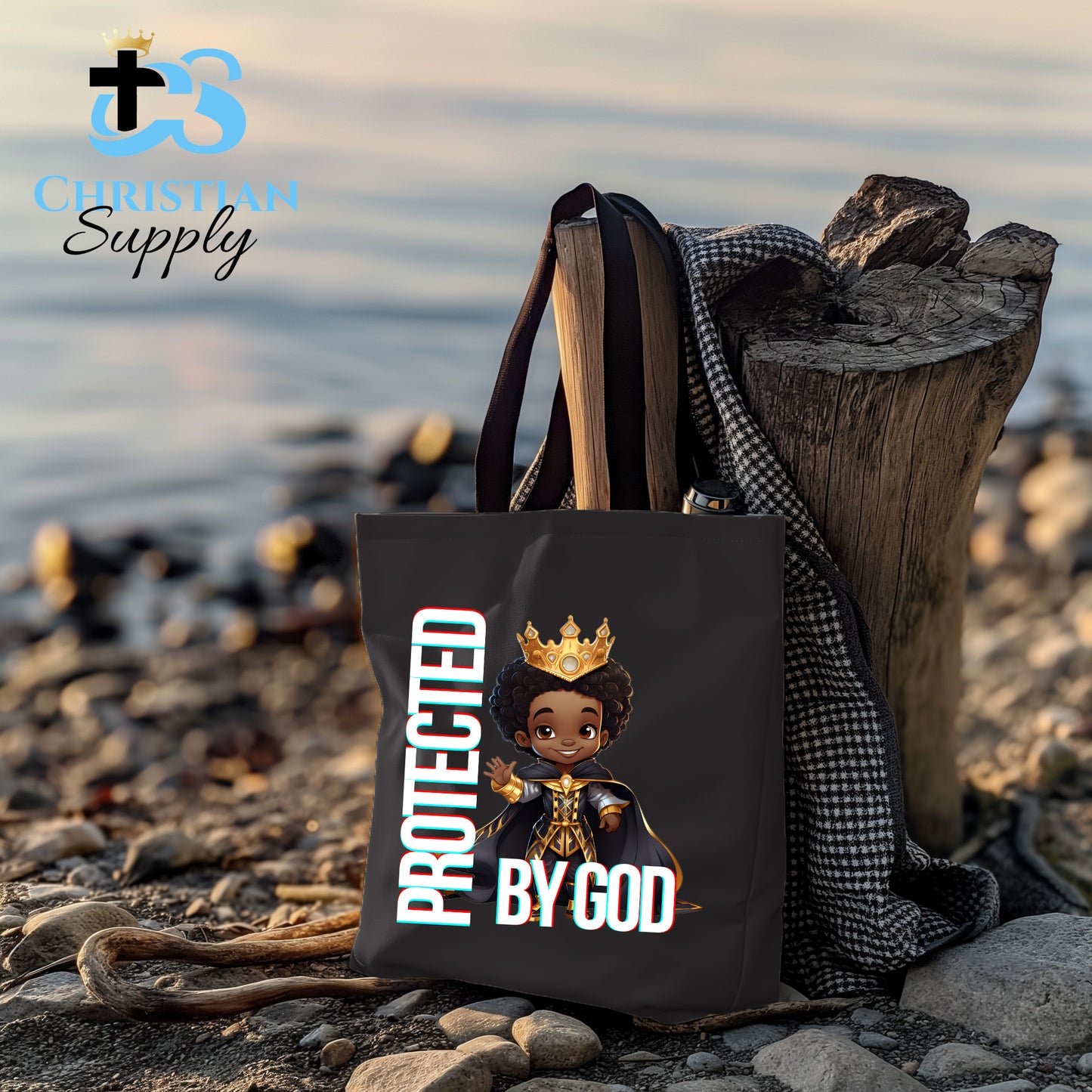 Kids Christian Young Black Prince Tote Bag