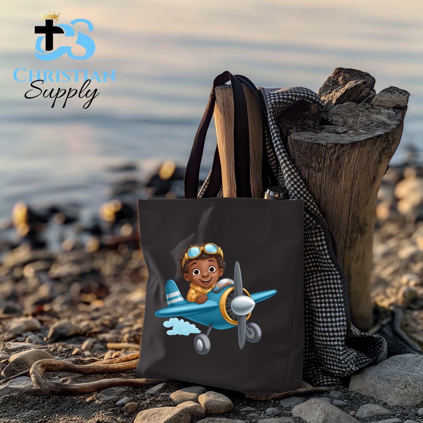 Kids Christian Boy Pilot Tote Bag