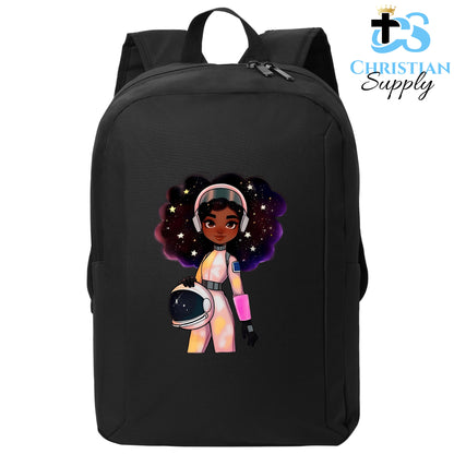 Christian Supply Bookbag for Girls – Kids Christian Girl Astronaut Kids Backpack – Black Backpack for Women with Laptop Sleeve – Teen Girl Bookbag for School, College – Fits 15-inch Laptops