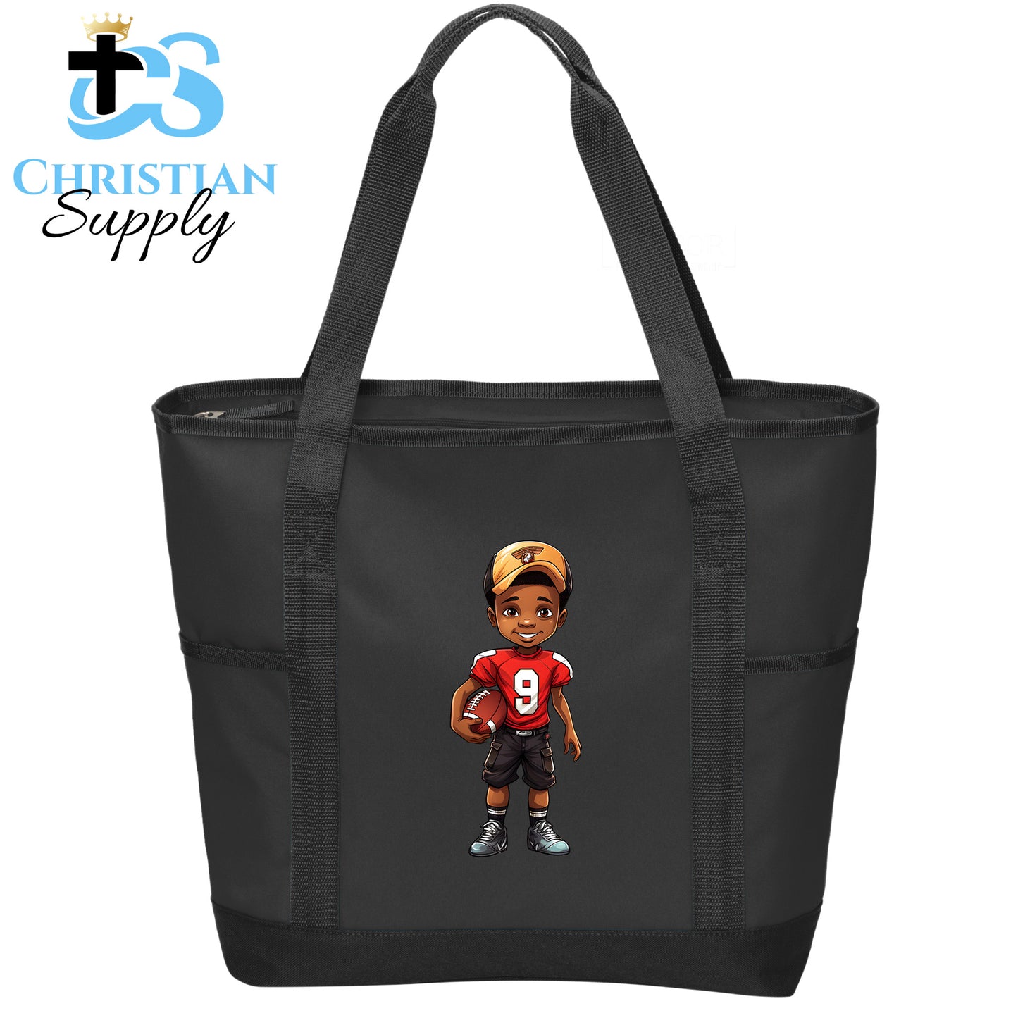 Kids Christian Football Red Jersey 2 Tote Bag