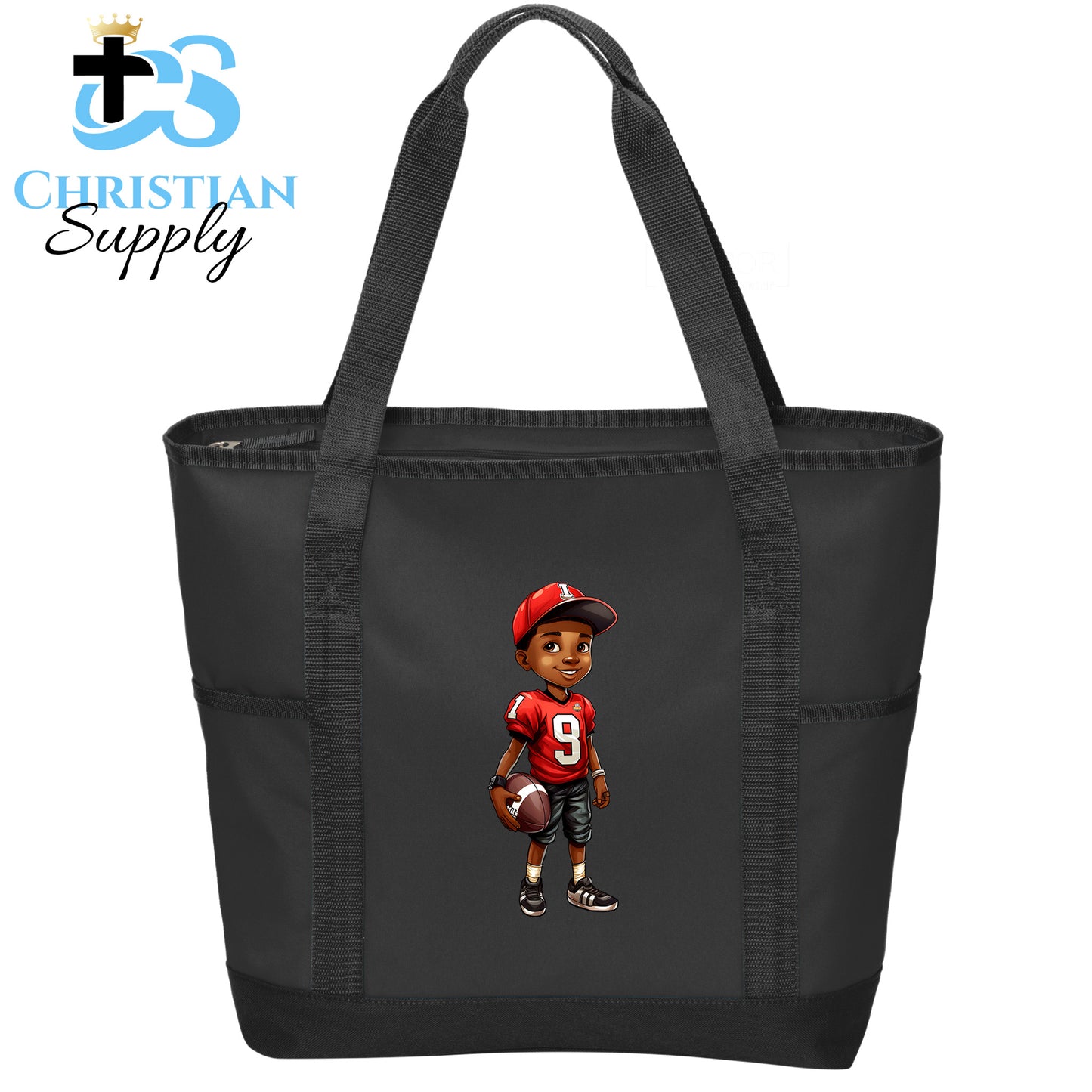 Kids Christian Football Red Jersey 3 Tote Bag