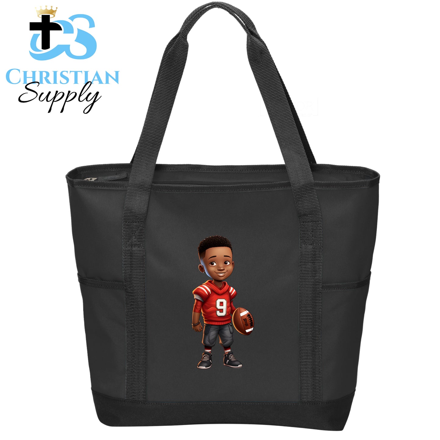 Kids Christian Football Red Jersey 1 Tote Bag