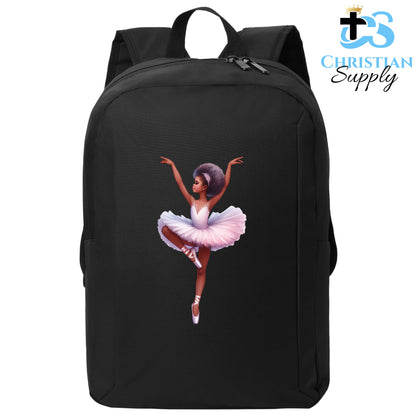 Christian Supply Bookbag for Girls – Kids Christian Ballerina Pirouette Kids Backpack – Black Backpack for Women with Laptop Sleeve – Teen Girl Bookbag for School, College – Fits 15-inch Laptops