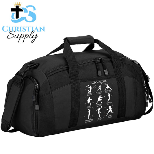 Kids God Says I Am Basketball Duffel Bag