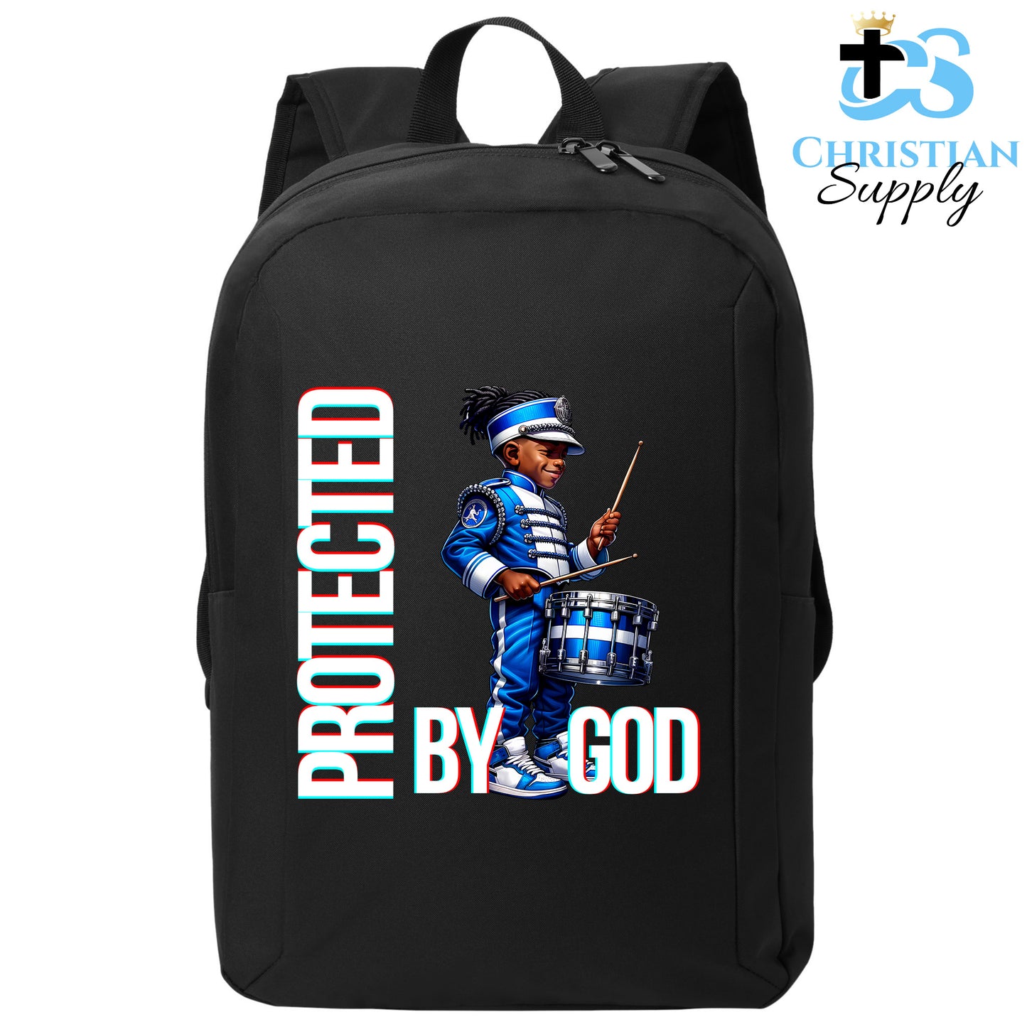 Christian Supply Bookbag for Girls and Boys – Kids Christian Marching Band Drum Kids Backpack – Black Backpack for Men and Women with Laptop Sleeve – Teen Girl Boy Bookbag for School, College – Fits 15-inch Laptops