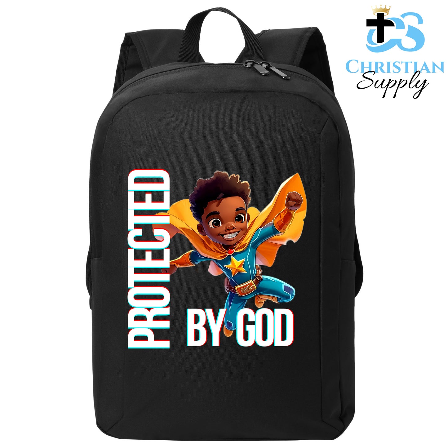 Christian Supply Bookbag for Boys – Kids Christian Star Super Boy Blue Outfit 2 Kids Backpack – Black Backpack for Men with Laptop Sleeve – Teen Boy Bookbag for School, College – Fits 15-inch Laptops