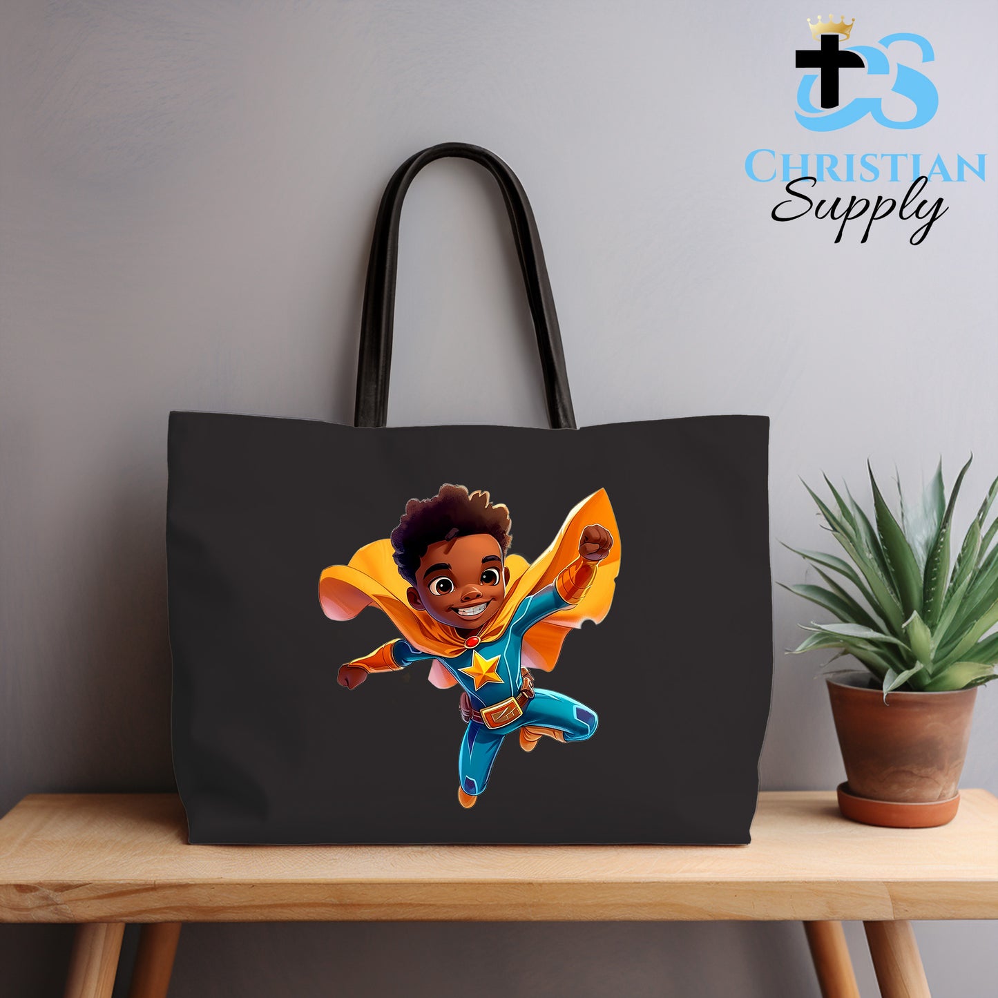 Kids Christian Star Super Boy Blue Outfit 2 Tote Bag