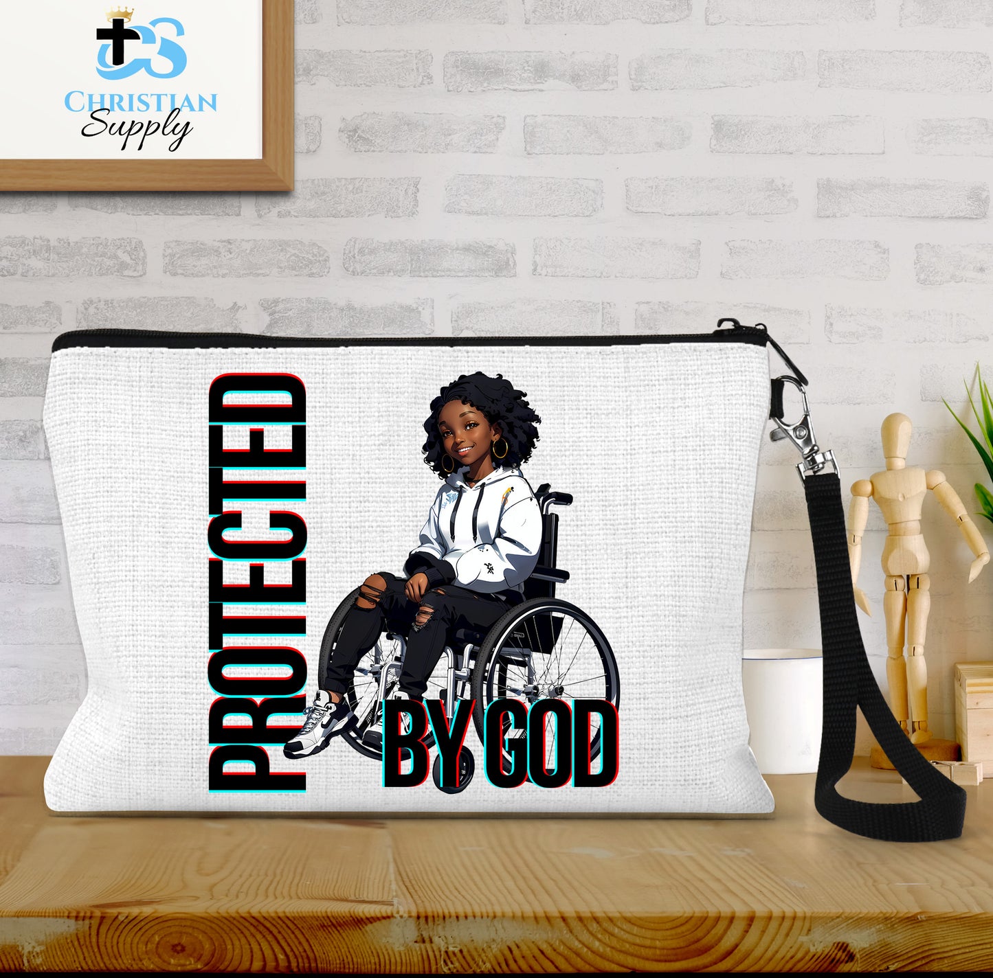 Kids Christian Girl in Wheelchair 4 Wristlet