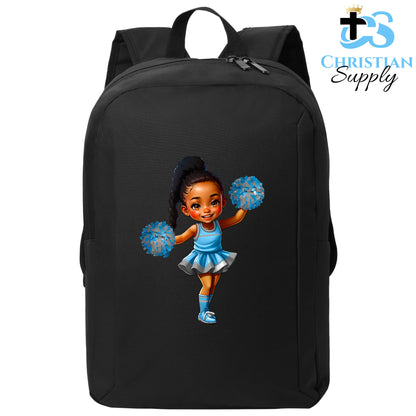 Christian Supply Bookbag for Girls – Kids Christian Cheerleader 3 Kids Backpack – Black Backpack for Women with Laptop Sleeve – Teen Girl Bookbag for School, College – Fits 15-inch Laptops