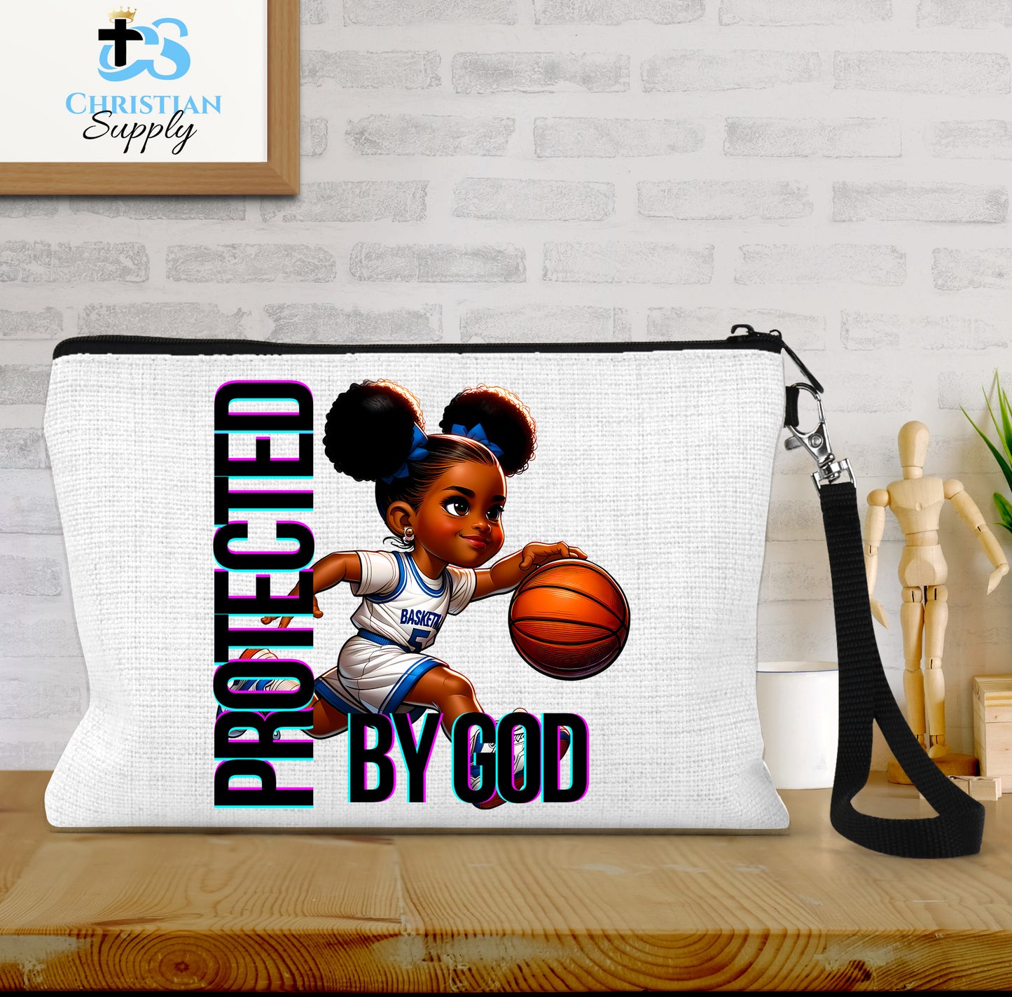 Kids Christian Basketball Player Wristlet