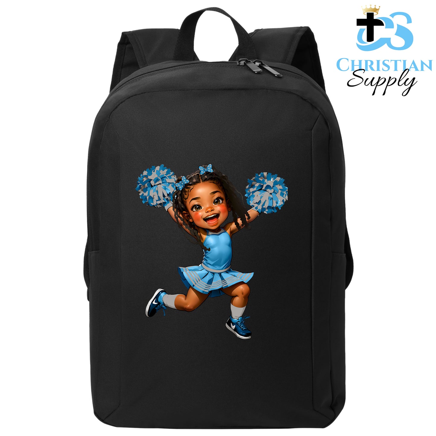 Christian Supply Bookbag for Girls – Kids Christian Cheerleader 4 Kids Backpack – Black Backpack for Women with Laptop Sleeve – Teen Girl Bookbag for School, College – Fits 15-inch Laptops