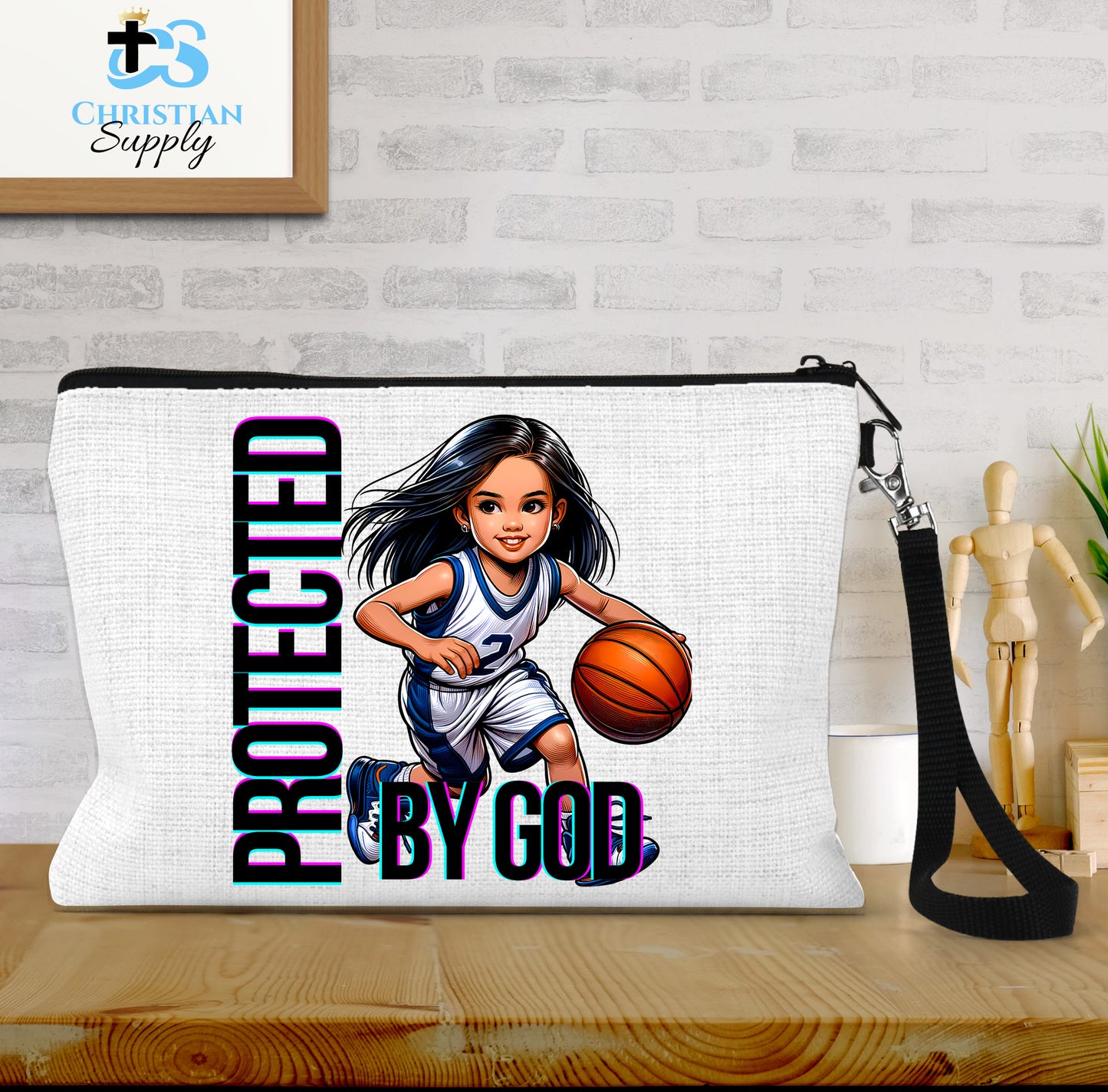 Kids Christian Basketball Player 2 Wristlet