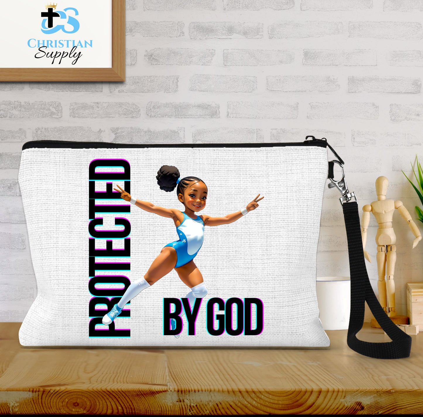 Kids Gymnastics Christian Blue Outfit Wristlet