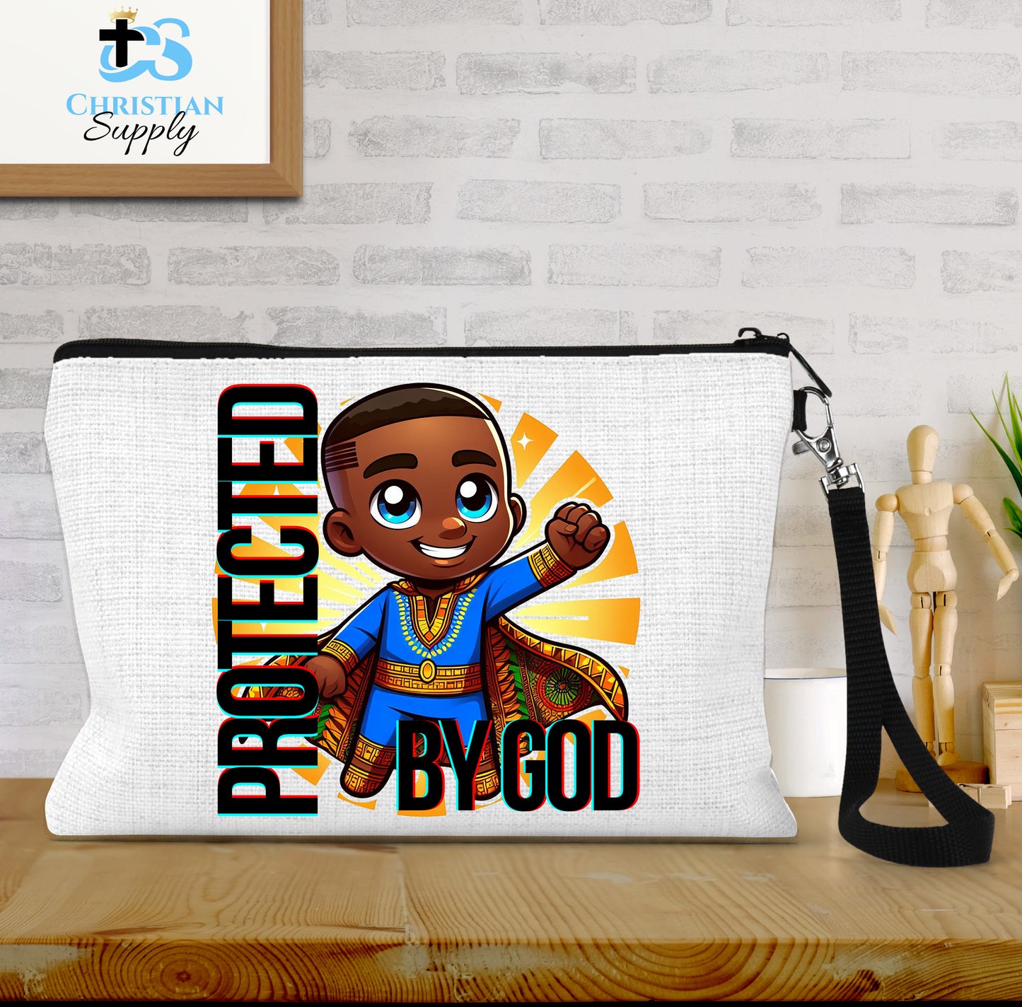 Kids Christian Super Boy Blue Outfit Wristlet