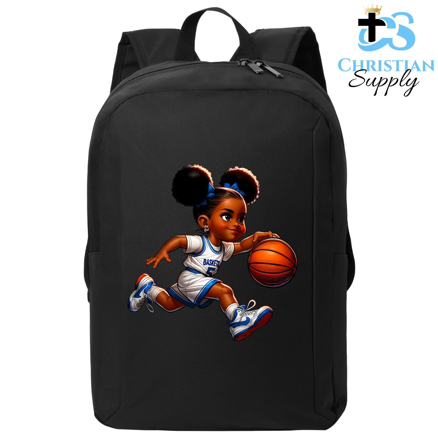 Christian Supply Bookbag for Girls – Kids Christian Basketball Player Kids Backpack – Black Backpack for Women with Laptop Sleeve – Teen Girl Bookbag for School, College – Fits 15-inch Laptops