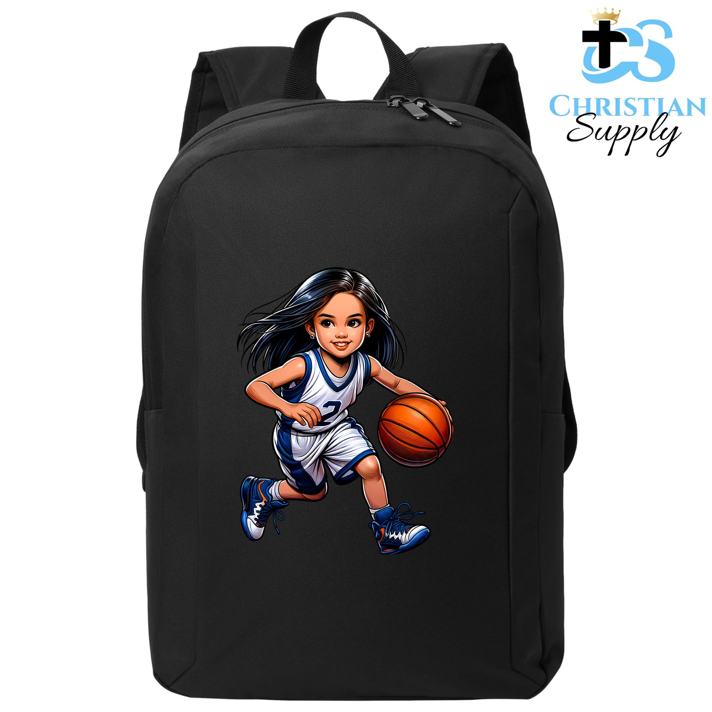 Christian Supply Bookbag for Girls – Kids Christian Basketball Player 2 Kids Backpack – Black Backpack for Women with Laptop Sleeve – Teen Girl Bookbag for School, College – Fits 15-inch Laptops