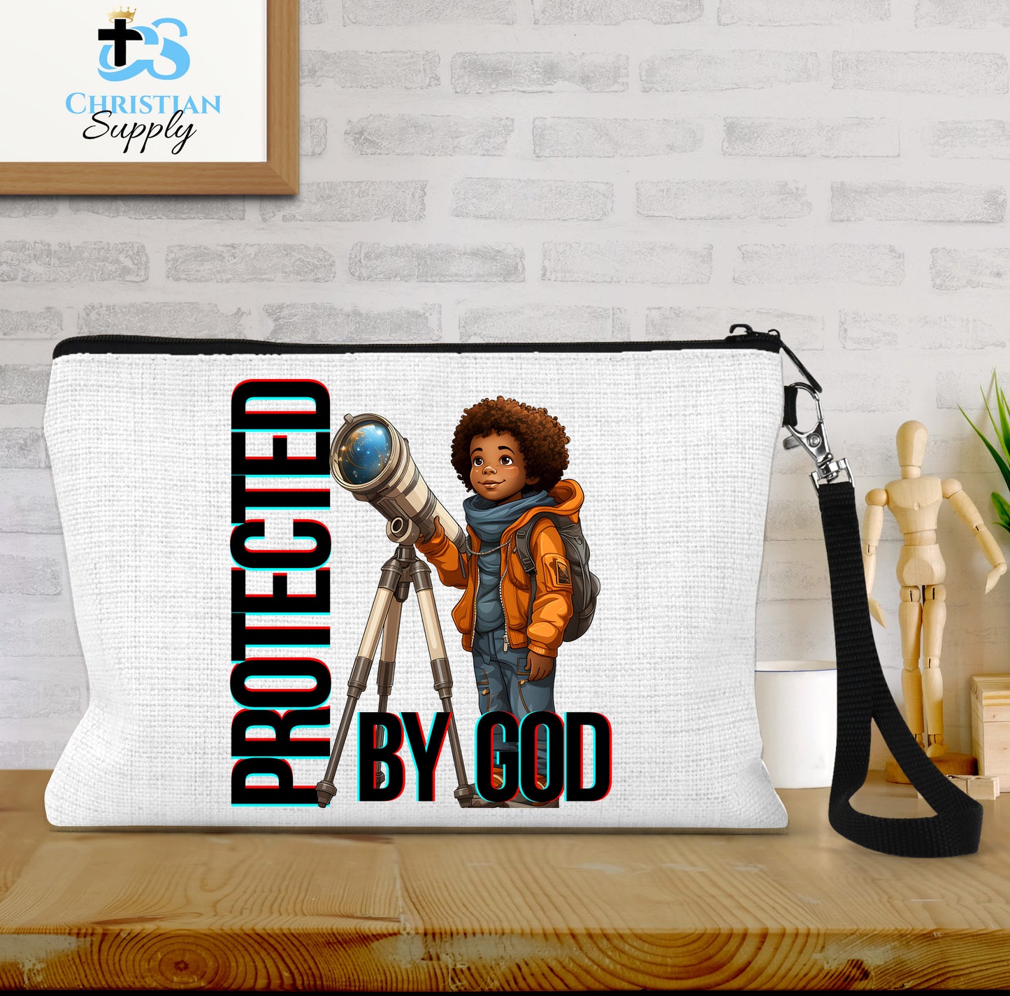 Kids Christian Boy with Telescope Science 2 Wristlet